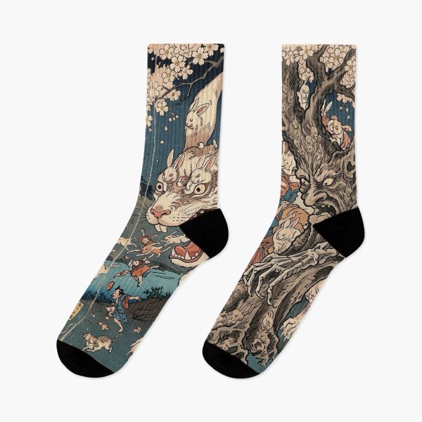 Item preview, Giant Monster Rabbit and Treant Yokai - Ukiyo-e Woodblock Style designed and sold by manbou-japan.