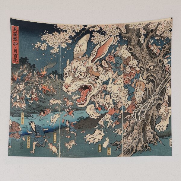 Item preview, Giant Monster Rabbit and Treant Yokai - Ukiyo-e Woodblock Style designed and sold by manbou-japan.