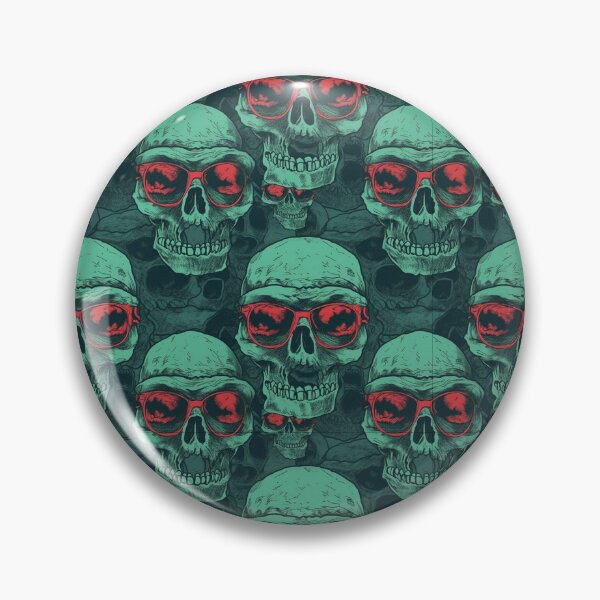 Artikelvorschau, Retro-Totenkopf-Sonnenbrille mit sich wiederholendem Muster, Gothic-Halloween-Skelett entworfen und verkauft von JRRTs.