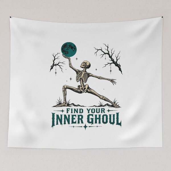 Item preview, Skeleton Yoga Warrior Moon Gothic Halloween designed and sold by chattsuede.