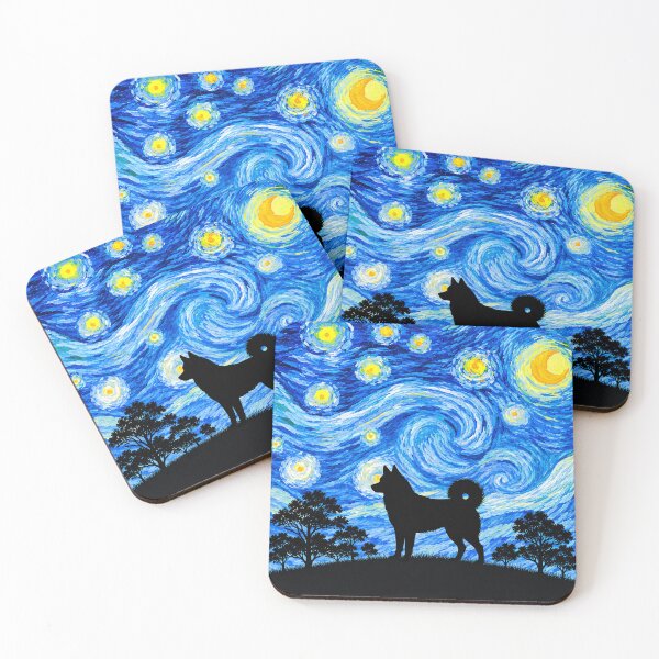 Item preview, Funny Alaskan Klee Kai Dog Starry Night Painting Moon Star Mom Dad Kids designed and sold by FurryHavenPH.
