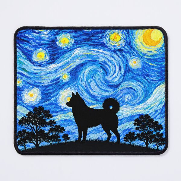 Item preview, Funny Alaskan Klee Kai Dog Starry Night Painting Moon Star Mom Dad Kids designed and sold by FurryHavenPH.