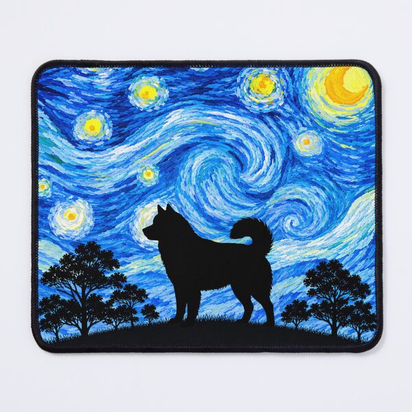 Item preview, Funny Alaskan Malamute Dog Starry Night Painting Moon Star Mom Dad Kids designed and sold by FurryHavenPH.