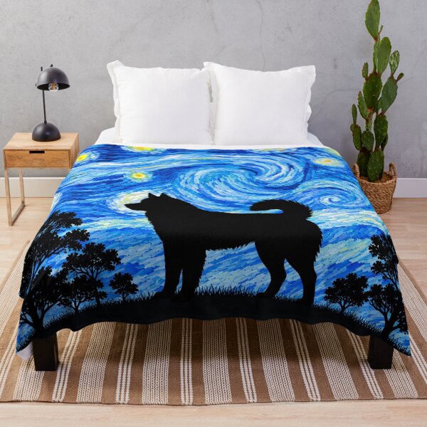 Item preview, Funny Alaskan Malamute Dog Starry Night Painting Moon Star Mom Dad Kids designed and sold by FurryHavenPH.