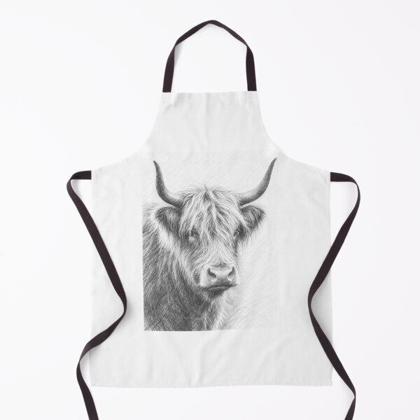 Item preview, Highland Cow Pencil Sketch - Black and White Scottish Coo Fine Art Portrait designed and sold by Leon Woods Pencil Art.