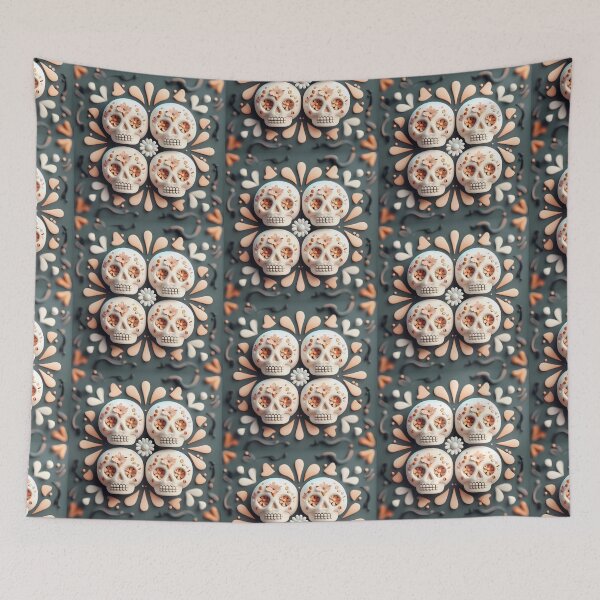 Item preview, 3D Floral Sugar Skull Pattern - Pastel Calavera Day of the Dead Art designed and sold by UniqueDesign751.