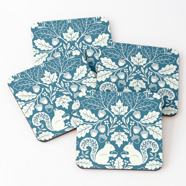 Item preview, Squirrels and autumn oak leaves on blue designed and sold by Jennifer Ladd.