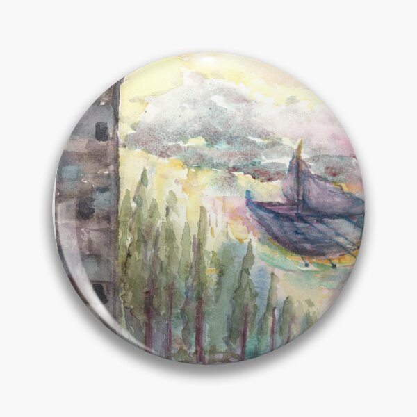 Item preview, Fantasy Flying Ship Watercolor Painting designed and sold by FaireWaveArt.