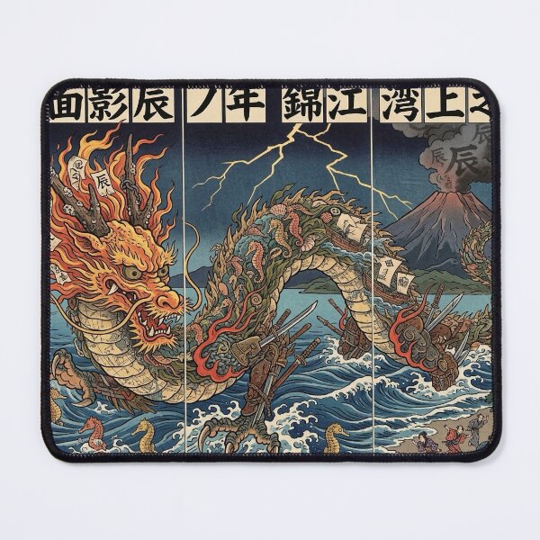 Item preview, Japanese Dragon Ukiyo-e Sea Monster Art designed and sold by manbou-japan.