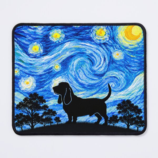 Item preview, Funny Basset Hound Dog Starry Night Painting Moon Star Mom Dad Kids designed and sold by FurryHavenPH.
