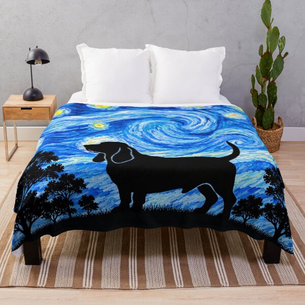 Item preview, Funny Basset Hound Dog Starry Night Painting Moon Star Mom Dad Kids designed and sold by FurryHavenPH.
