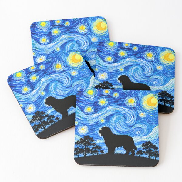 Item preview, Funny Bearded Collie Dog Starry Night Painting Moon Star Mom Dad Kids designed and sold by FurryHavenPH.