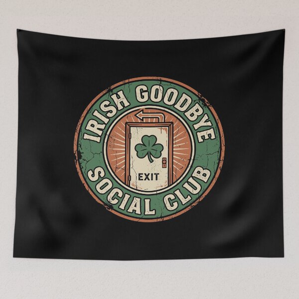 Item preview, Funny St. Patrick's Day Introvert: Irish Goodbye Social Club Retro Logo Graphic    designed and sold by Designart68.