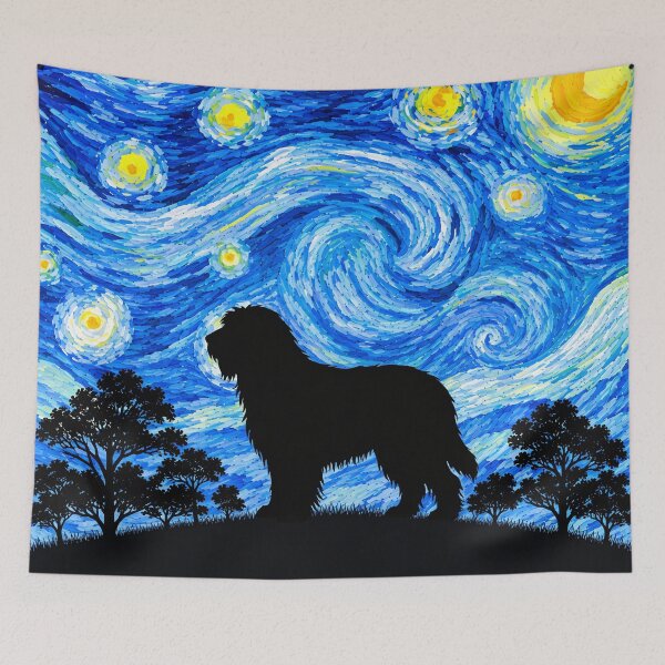Item preview, Funny Bearded Collie Dog Starry Night Painting Moon Star Mom Dad Kids designed and sold by FurryHavenPH.