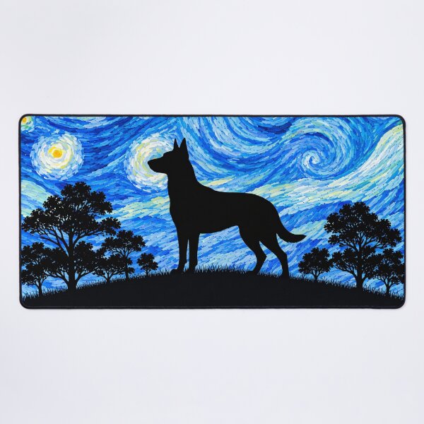 Item preview, Funny Belgian Malinois Dog Starry Night Painting Moon Star Mom Dad Kids designed and sold by FurryHavenPH.