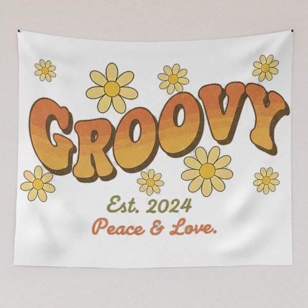 Item preview, Groovy Peace And Love Retro 70s Daisy Flower Typography Design designed and sold by cannsuh.