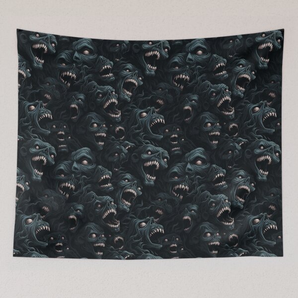 Item preview, Creepy Screaming Monster Faces Pattern Dark Gothic Halloween Horror designed and sold by JRRTs.