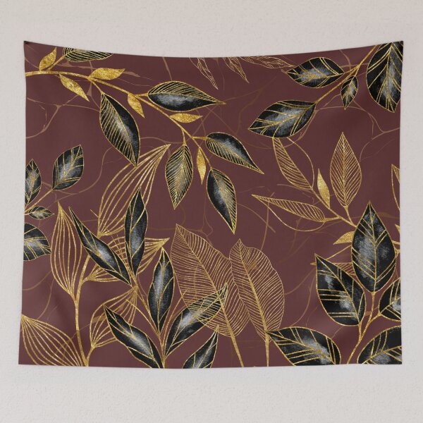 Item preview, Black and Gold Leaf Pattern designed and sold by TurquoiseBird.