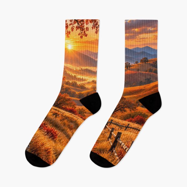 Item preview, Autumn Sunset Mountain Landscape Scenic Country Road Wall Art designed and sold by IRON SIREN.
