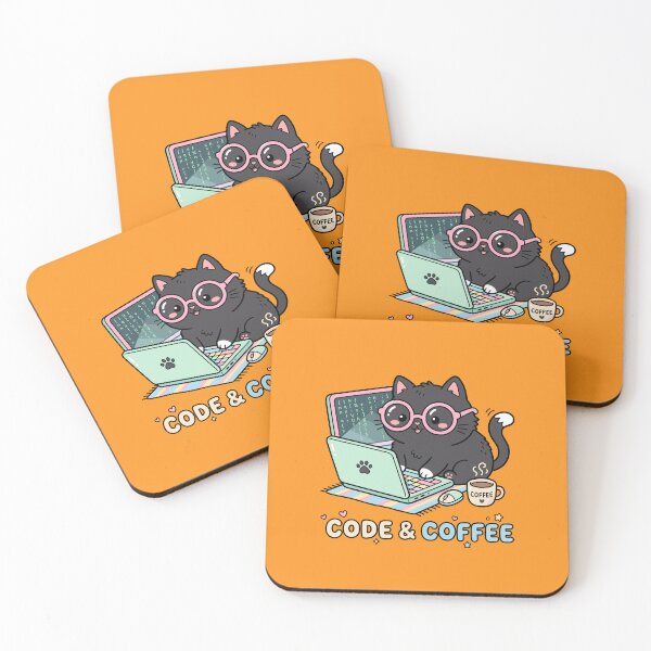 Item preview, Cute Kawaii Programmer Cat: Code & Coffee Graphic    designed and sold by Designart68.