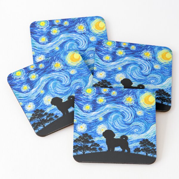 Item preview, Funny Bichon Frise Dog Starry Night Painting Moon Star Mom Dad Kids designed and sold by FurryHavenPH.