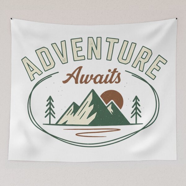 Item preview, Adventure Awaits Vintage Mountain Badge Hiking Outdoor Design designed and sold by cannsuh.
