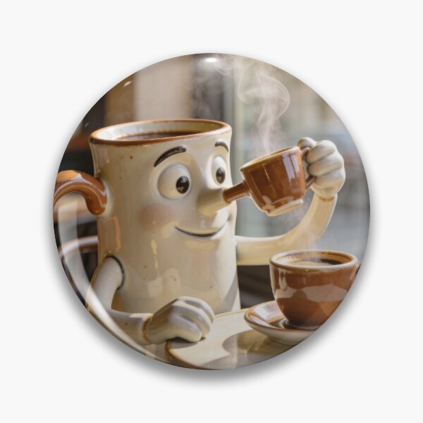Item preview, Funny Anthropomorphic Coffee Cup Drinking Espresso Concept Art designed and sold by OksArtStudio.