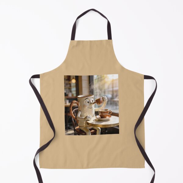 Item preview, Funny Anthropomorphic Coffee Cup Drinking Espresso Concept Art designed and sold by OksArtStudio.