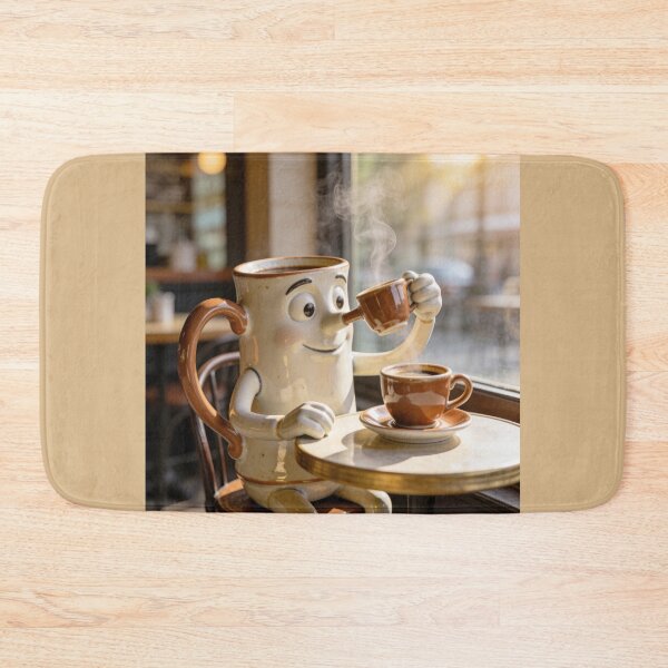 Item preview, Funny Anthropomorphic Coffee Cup Drinking Espresso Concept Art designed and sold by OksArtStudio.
