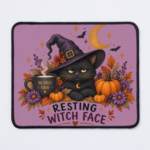 Item preview, Resting Witch Face Black Cat Halloween Witch Autumn designed and sold by Mama Leenah.