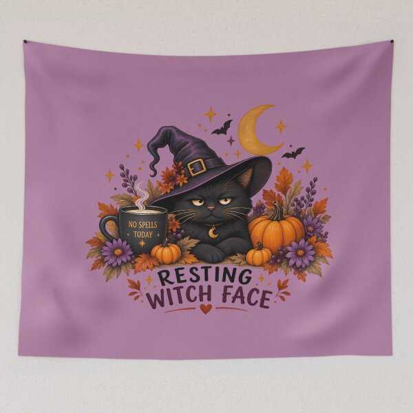 Item preview, Resting Witch Face Black Cat Halloween Witch Autumn designed and sold by Mama Leenah.