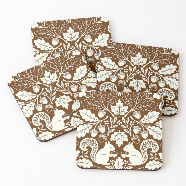 Item preview, Squirrels and autumn oak leaves on brown designed and sold by Jennifer Ladd.