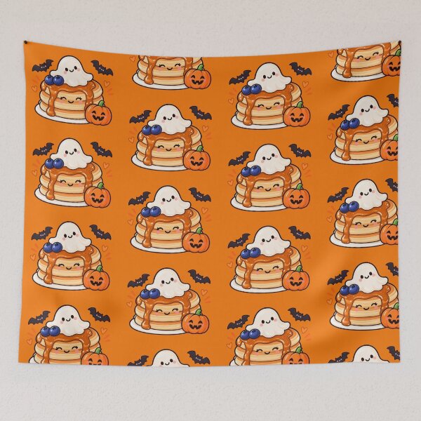 Item preview, Cute Halloween Pancakes with Ghost & Pumpkin – Kawaii Spooky Breakfast designed and sold by pincelycolores.