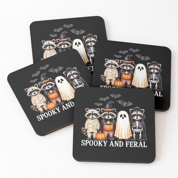 Item preview, Spooky and Feral Raccoons Halloween Costume Lineup designed and sold by Byhergawaa.