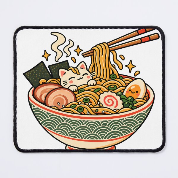 Item preview, Kawaii Cat Ramen Noodle Bowl designed and sold by Imaginationbeyond.