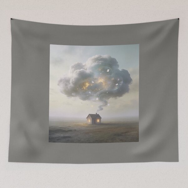 Item preview, Surreal Cozy House with Dreamy Thought Cloud Concept Ar designed and sold by OksArtStudio.