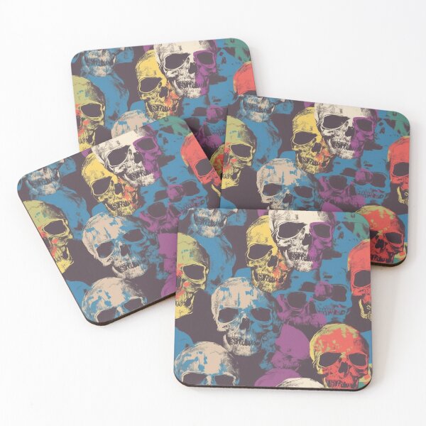 Item preview, Colorful Pop Art Skull Repeat Pattern Retro Gothic Halloween Skeleton designed and sold by JRRTs.