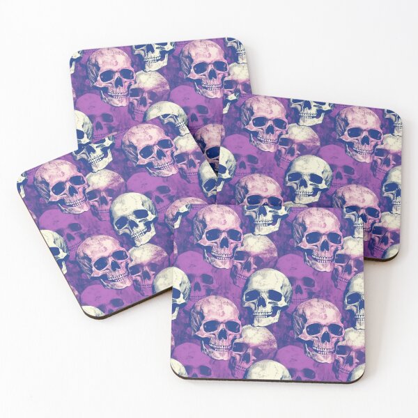 Item preview, Purple Pink Skull Repeat Pattern Gothic Halloween Skeleton Art designed and sold by JRRTs.