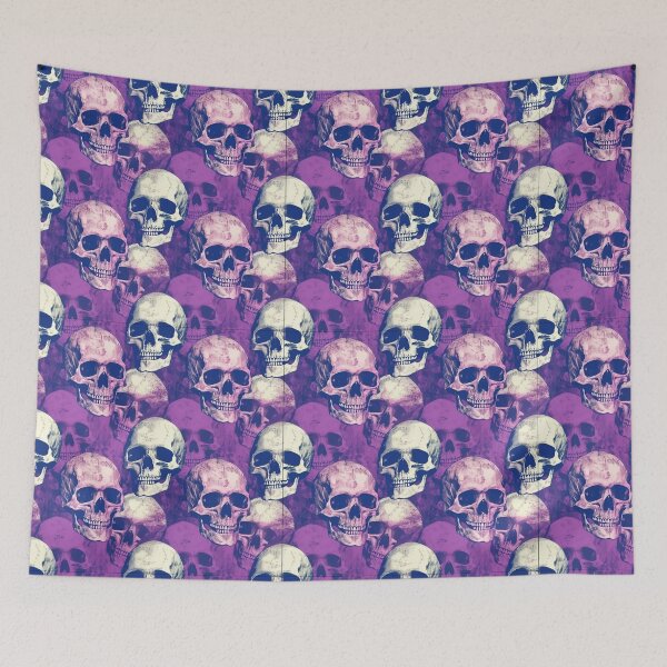 Item preview, Purple Pink Skull Repeat Pattern Gothic Halloween Skeleton Art designed and sold by JRRTs.