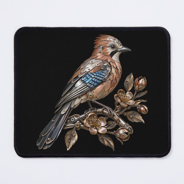 Item preview, urasian Jay Scrap Metal Bird Sculpture on Floral Branch designed and sold by Emoji Emblems.
