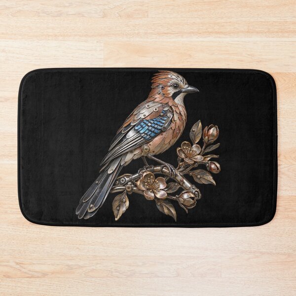 Item preview, urasian Jay Scrap Metal Bird Sculpture on Floral Branch designed and sold by Emoji Emblems.