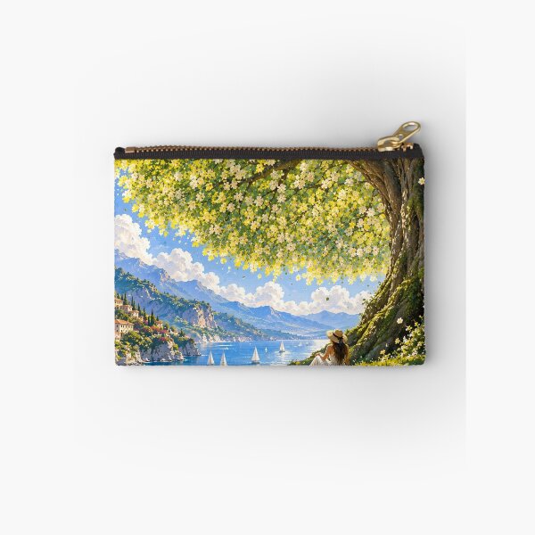 Item preview, Flowering Tree Mediterranean Lake Landscape Romantic Wall Art designed and sold by IRON SIREN.