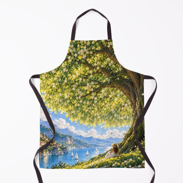 Item preview, Flowering Tree Mediterranean Lake Landscape Romantic Wall Art designed and sold by IRON SIREN.