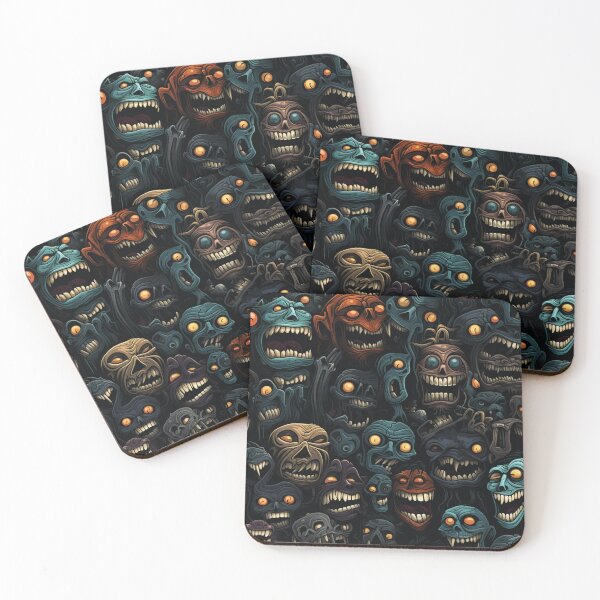 Item preview, Creepy Monster Faces Repeat Pattern Dark Halloween Horror Creature designed and sold by JRRTs.