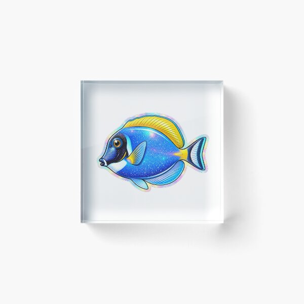 Item preview, Powder Blue Tang Holographic Glitter Sticker Reef Fish Art designed and sold by KenworksDigital.