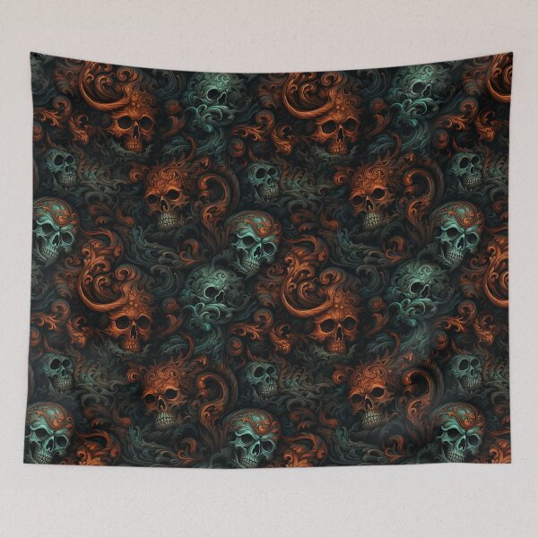 Item preview, Ornate Gothic Skull Repeat Pattern Dark Baroque Halloween Horror Design designed and sold by JRRTs.