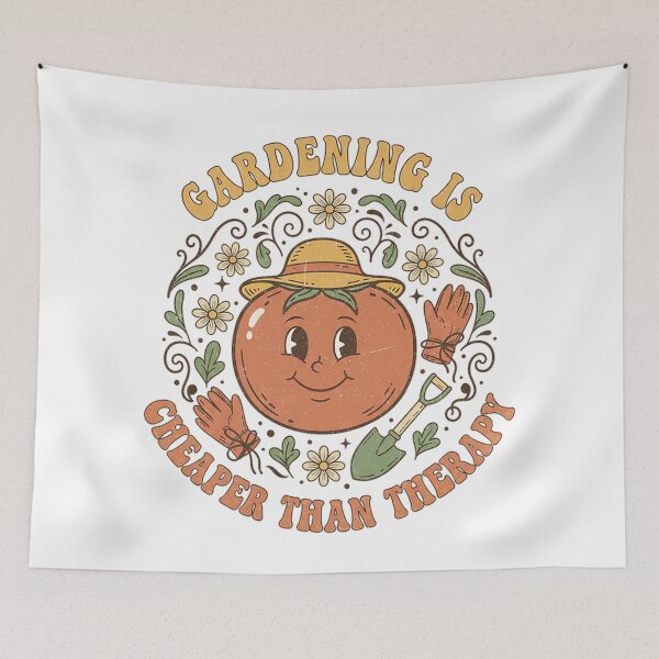 Item preview, Gardening Is Cheaper Than Therapy Funny Retro Tomato Character Design designed and sold by cannsuh.