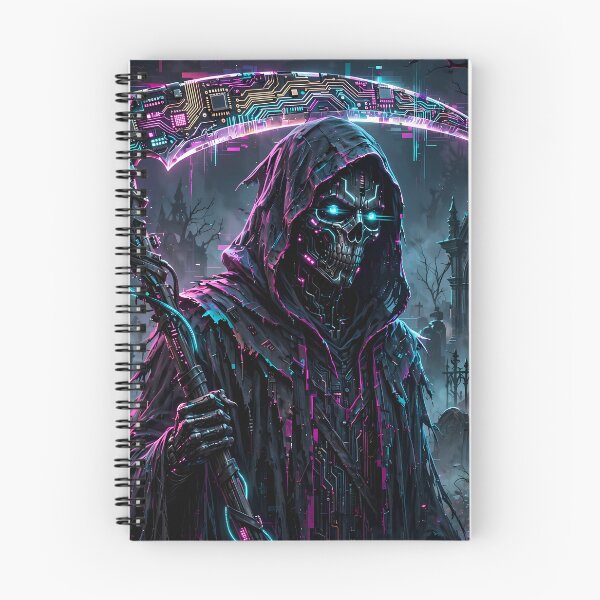 Item preview, Cyberpunk Grim Reaper in a Neon Graveyard designed and sold by Skolyak.