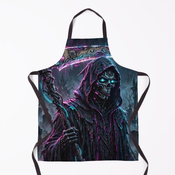 Item preview, Cyberpunk Grim Reaper in a Neon Graveyard designed and sold by Skolyak.