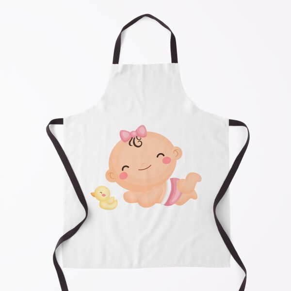 Item preview, Cute Baby Girl with Pink Bow and Rubber Duck Illustration designed and sold by chromNDR.